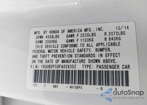 2015 Acura Tlx V6 Tech z USA, uszkodzony, nr VIN 19UUB2F5XFA009352